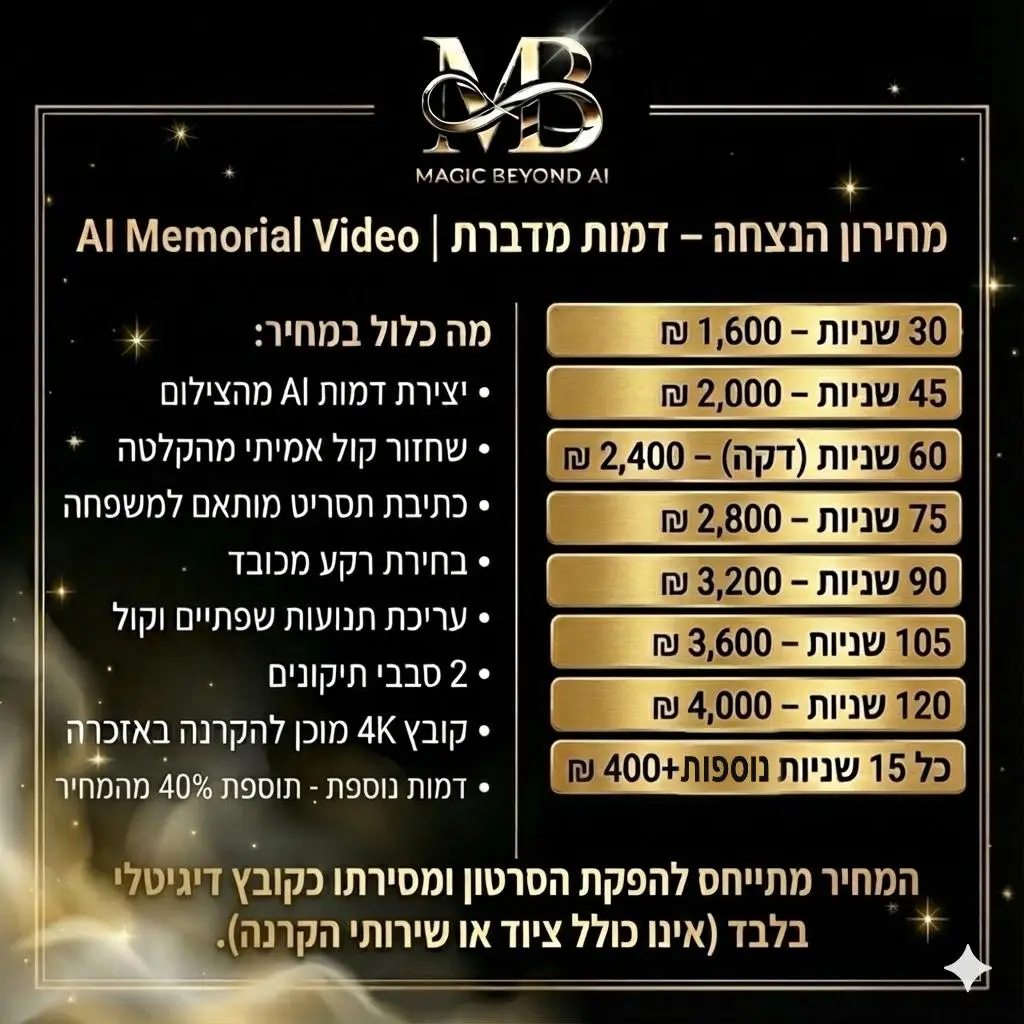 מחירון הנצחה AI